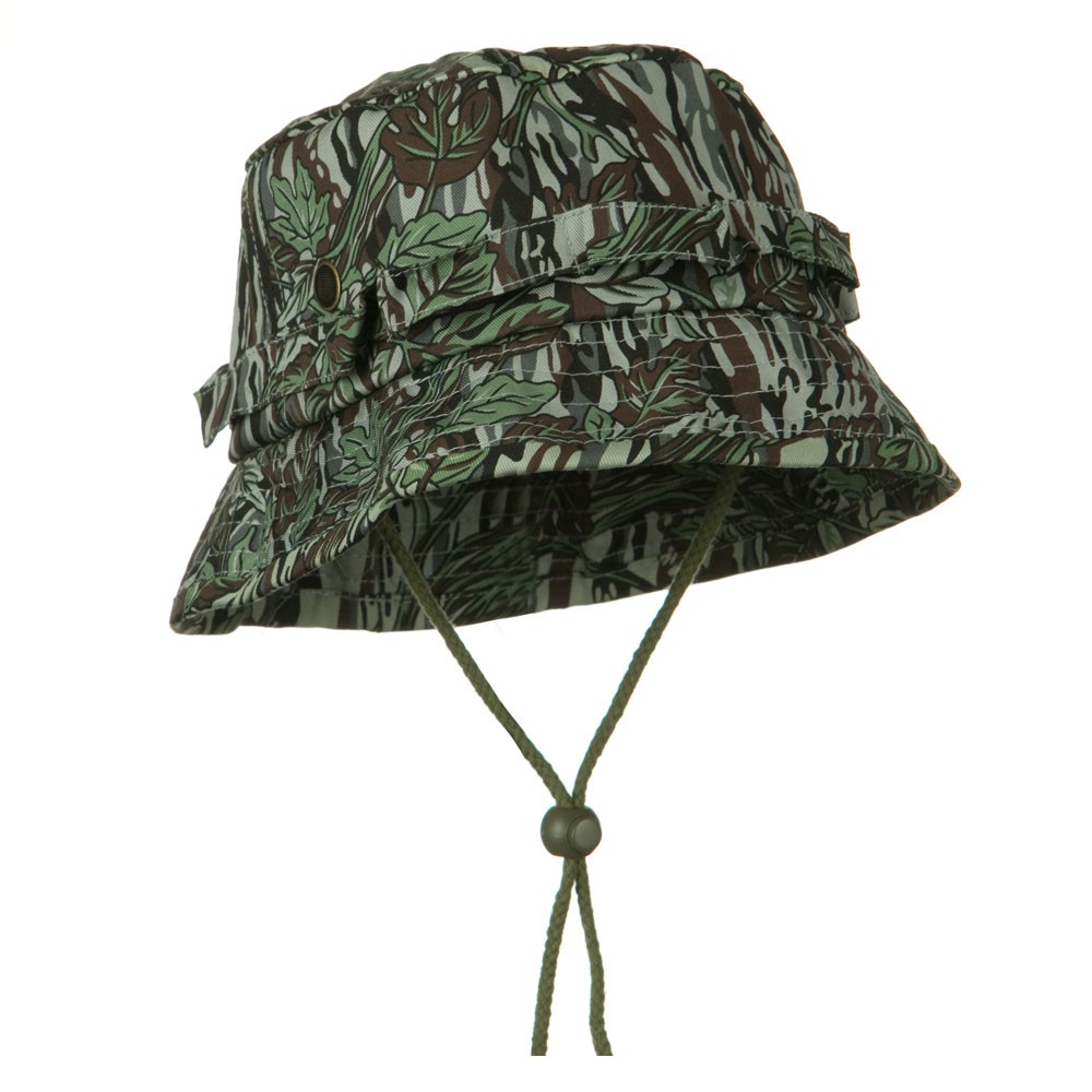 Camouflage Cotton Twill Bucket Hat - Grey Dark Green W11S43B